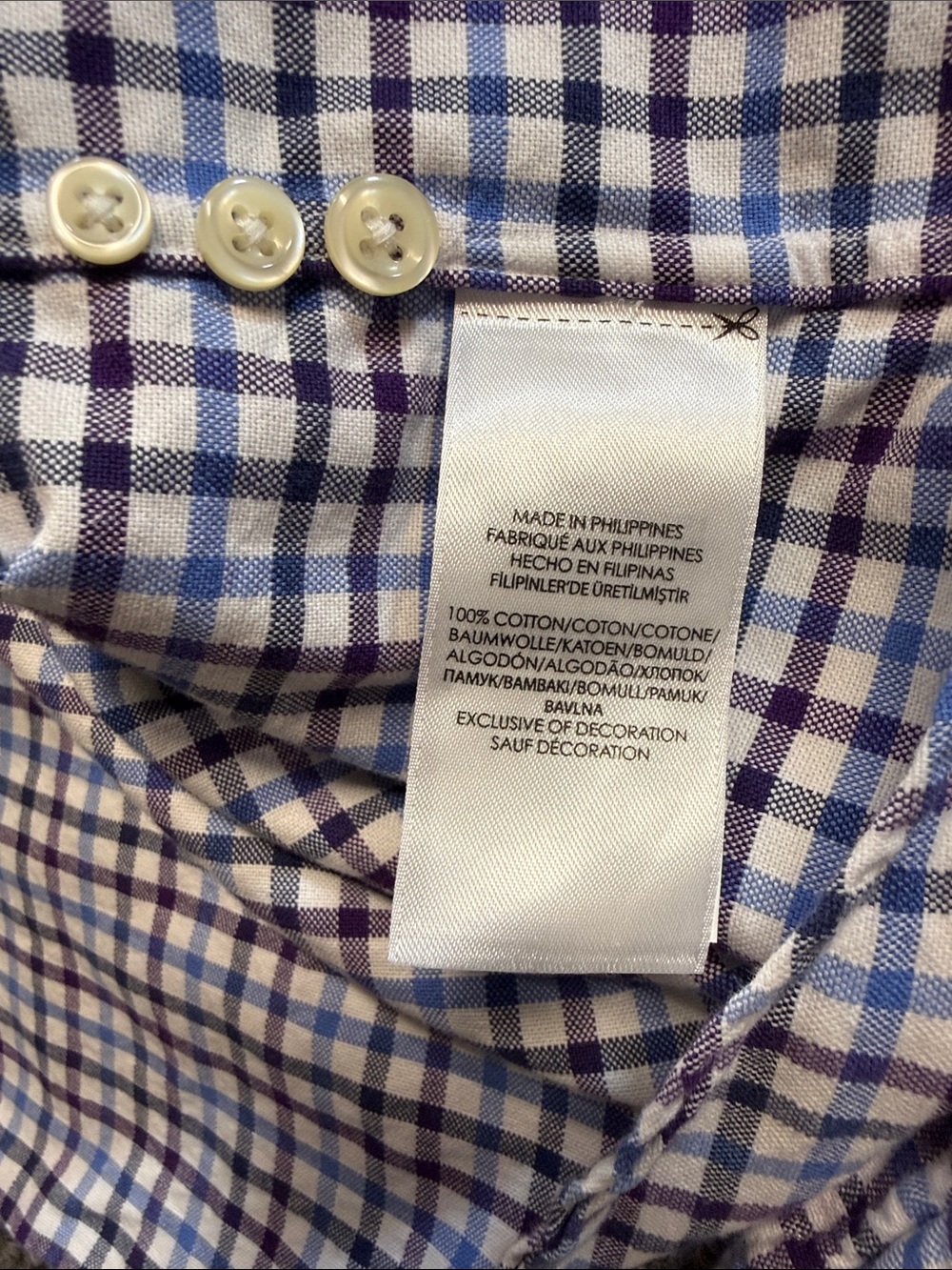 Polo by Ralph Lauren Blue White Black and Maroon Checked Pocket Shirt Large - Picture 9 of 10